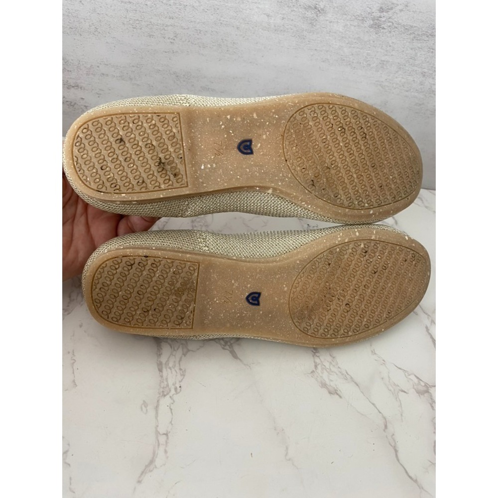 Rothys Flats Ballerina Sz 7.5 Metallic Gold Knit Balletcore Round Toe Everyday - Picture 8 of 10
